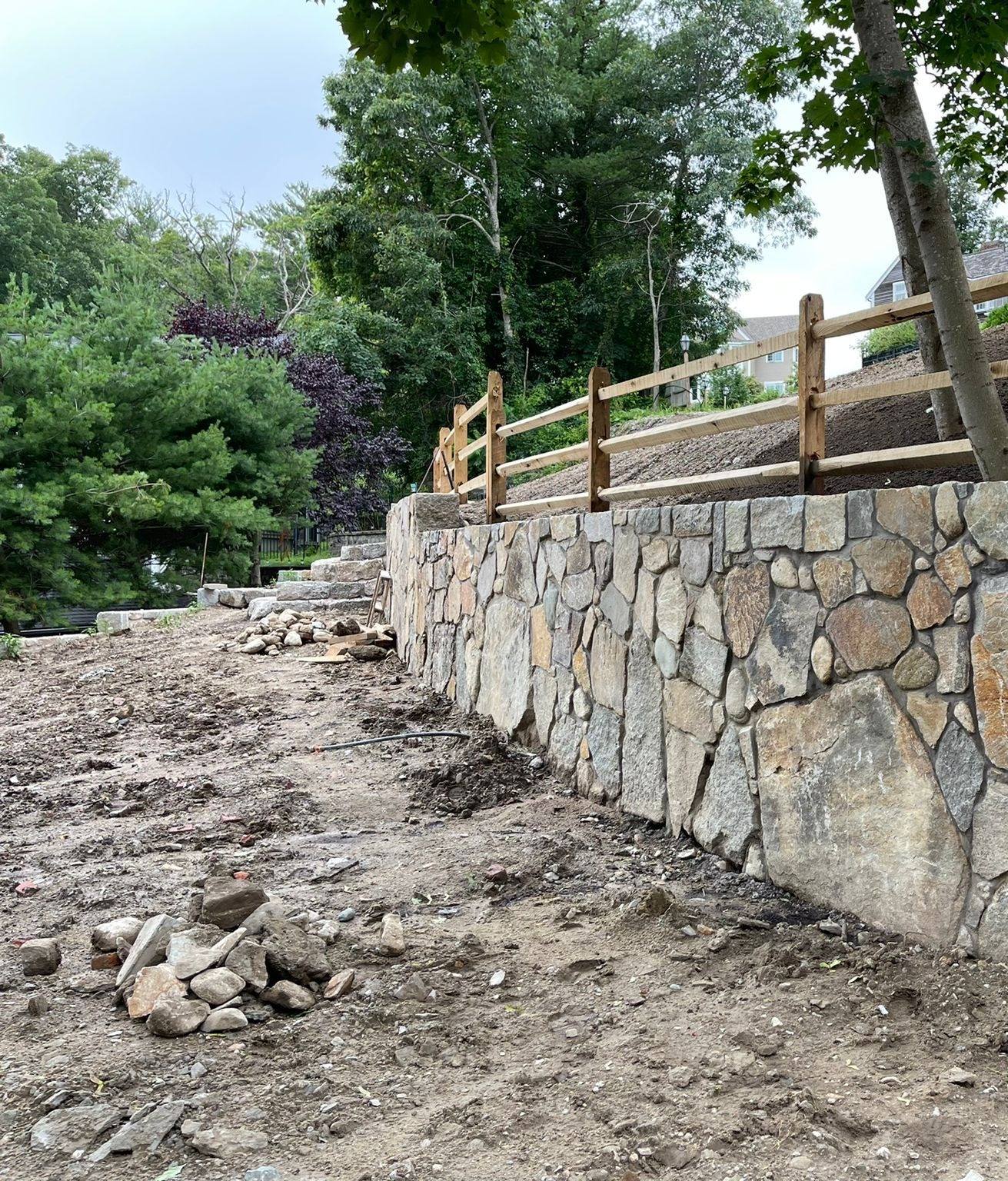 Natural fieldstone retaining wall, Massachusetts