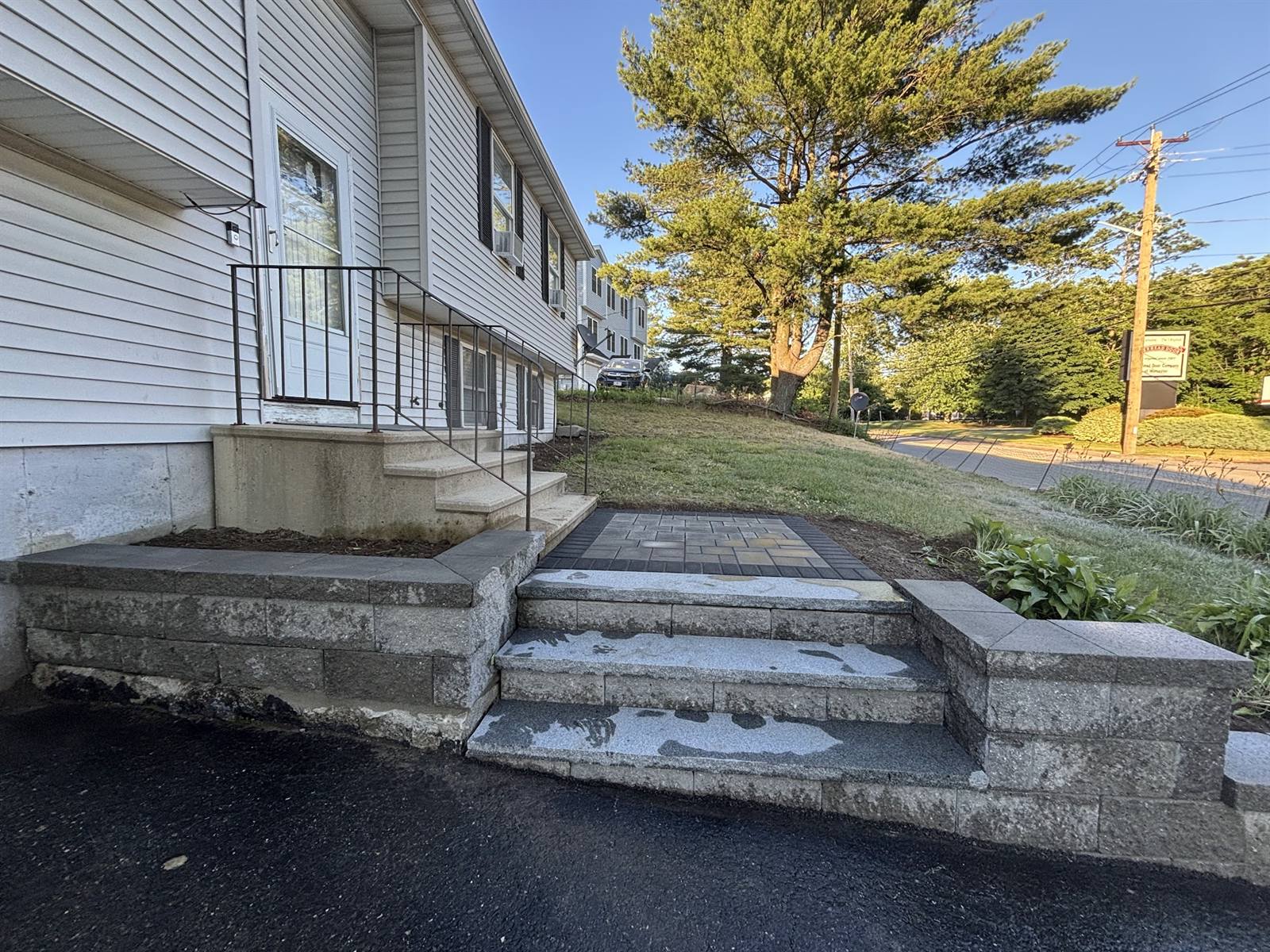 Paver patio at golden hour, Worcester MA